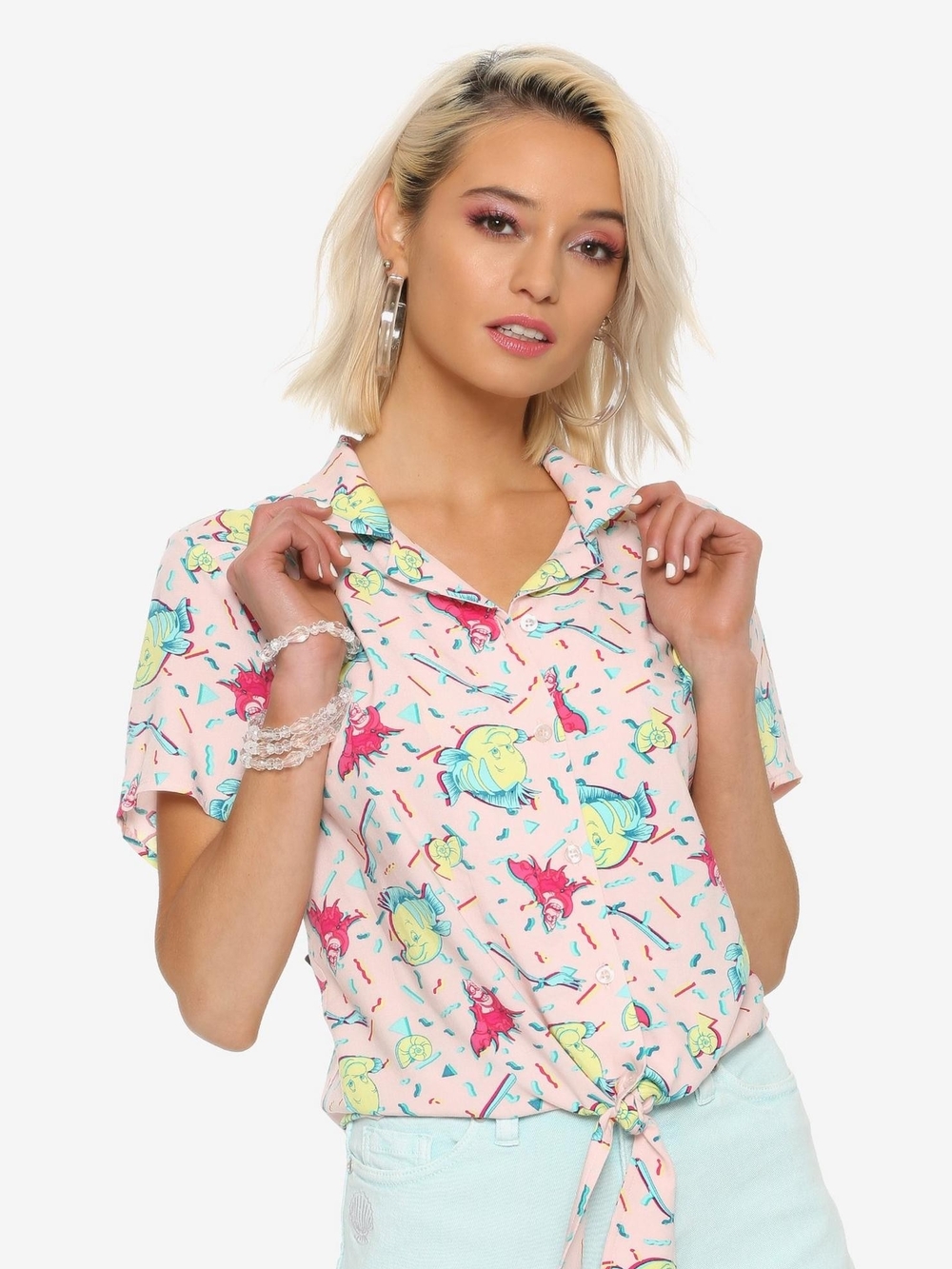 Her Universe Disney Little Mermaid Pastel Button Up, Size M